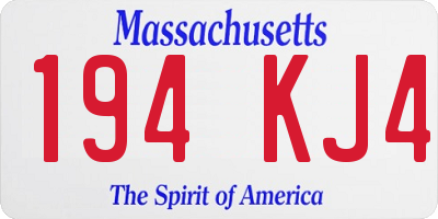 MA license plate 194KJ4