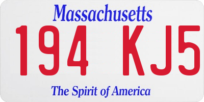 MA license plate 194KJ5