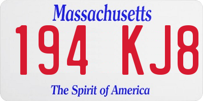 MA license plate 194KJ8