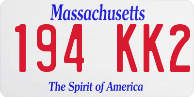 MA license plate 194KK2