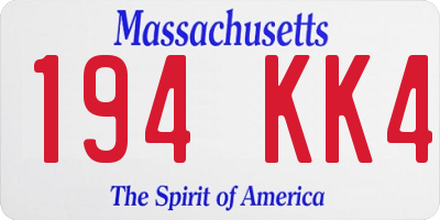 MA license plate 194KK4