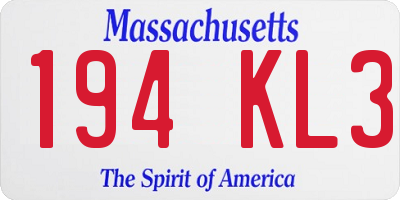 MA license plate 194KL3