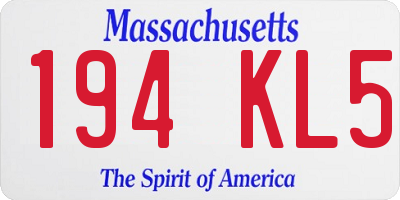 MA license plate 194KL5