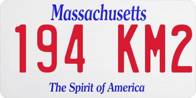 MA license plate 194KM2