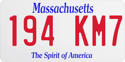 MA license plate 194KM7