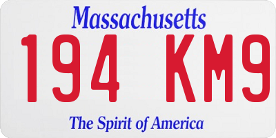 MA license plate 194KM9