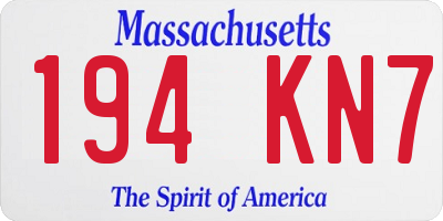 MA license plate 194KN7
