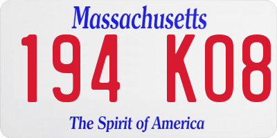 MA license plate 194KO8