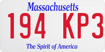 MA license plate 194KP3