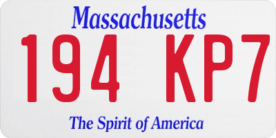 MA license plate 194KP7