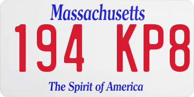 MA license plate 194KP8