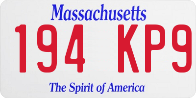 MA license plate 194KP9
