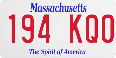 MA license plate 194KQ0