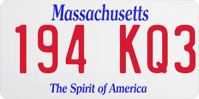 MA license plate 194KQ3