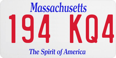 MA license plate 194KQ4