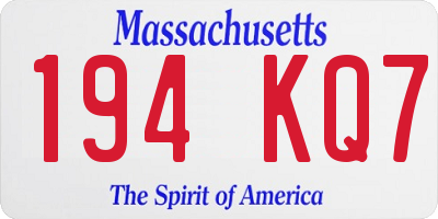 MA license plate 194KQ7