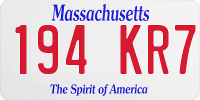 MA license plate 194KR7