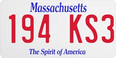 MA license plate 194KS3