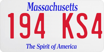 MA license plate 194KS4