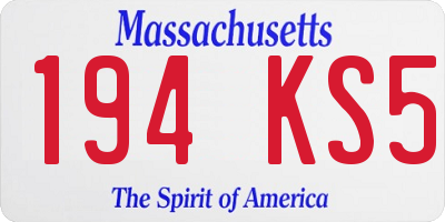 MA license plate 194KS5