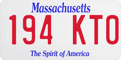 MA license plate 194KT0