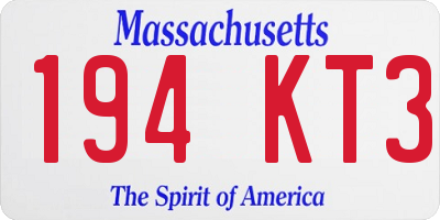 MA license plate 194KT3