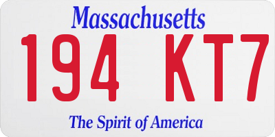 MA license plate 194KT7