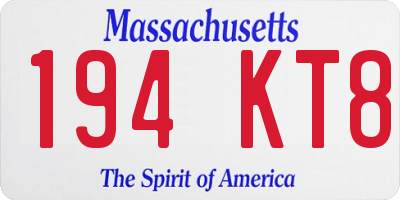 MA license plate 194KT8