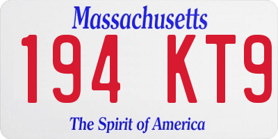 MA license plate 194KT9