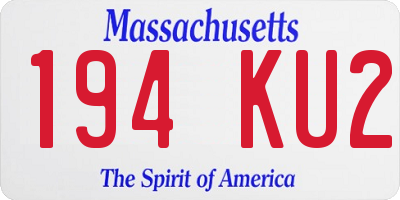 MA license plate 194KU2