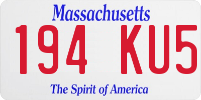 MA license plate 194KU5