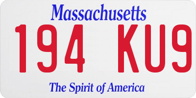 MA license plate 194KU9