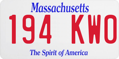 MA license plate 194KW0