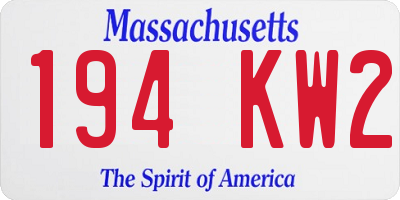 MA license plate 194KW2