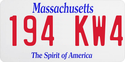 MA license plate 194KW4