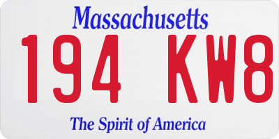 MA license plate 194KW8