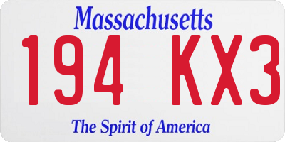 MA license plate 194KX3