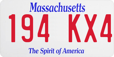 MA license plate 194KX4