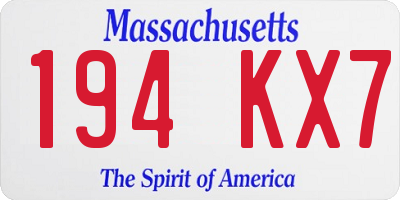 MA license plate 194KX7