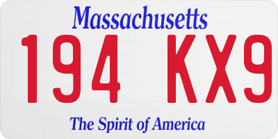 MA license plate 194KX9