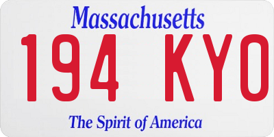 MA license plate 194KY0