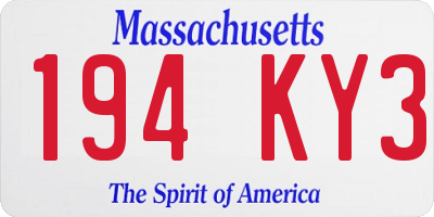 MA license plate 194KY3