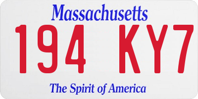 MA license plate 194KY7