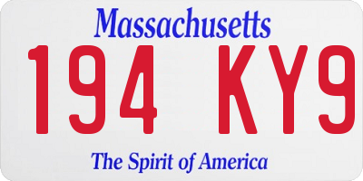 MA license plate 194KY9