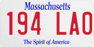 MA license plate 194LA0