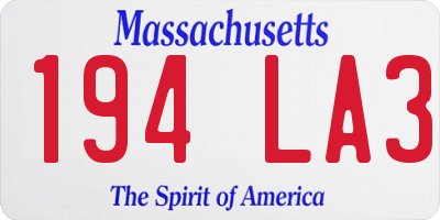 MA license plate 194LA3