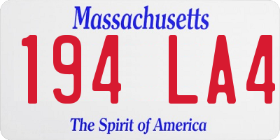 MA license plate 194LA4