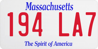 MA license plate 194LA7