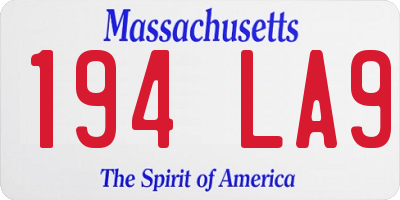 MA license plate 194LA9