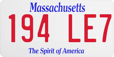 MA license plate 194LE7